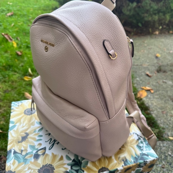 Michael Kors Slater Medium Pebbled Leather Backpack Soft Pink - Picture 3 of 4